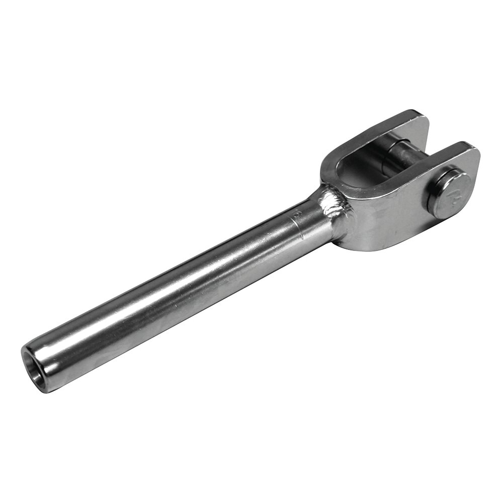 Polished stainless steel Fork Terminal - one of the most commonly used wire end fittings.